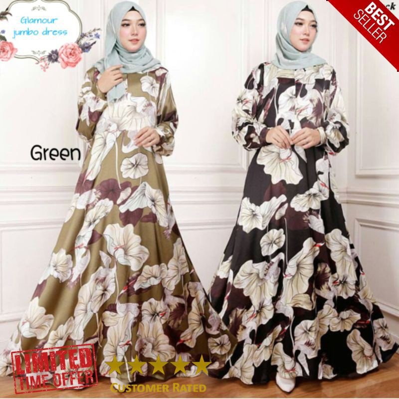 HOT busana muslim glamour jumbo dress maxmara mewah busui murah gla TA