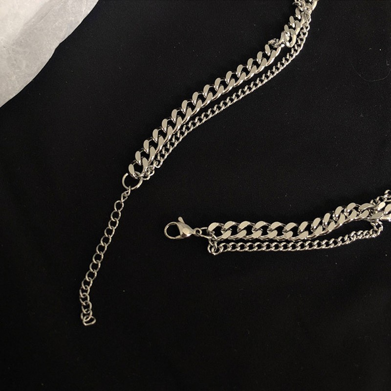 Kalung Rantai Multi-lapis Eropa Dan Amerika, Rantai Klavikula / Kalung Rantai Gaya Hip Hop Retro