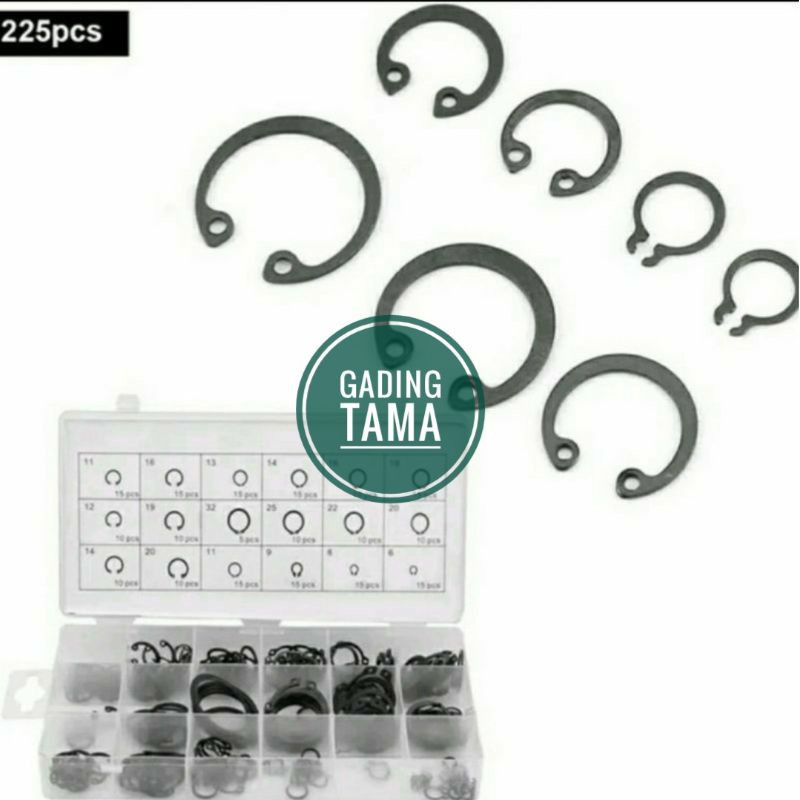 Snap C Ring C Clip Circlip Carbon Steel 225 pcs Ukuran 6~32 mm