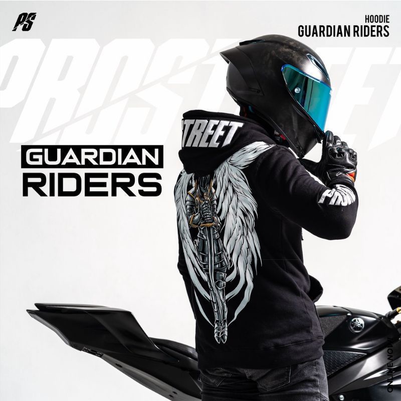 TURUN HARGA ! HOODIE PROSTREET GUARDIAN RIDERS BLACK NEW / HOODIE PRIA PROSTREET GUARDIAN ANGEL