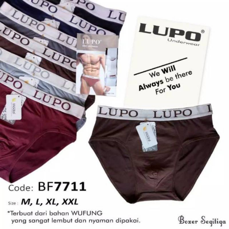 Celana dalam model boxer pria dewasa | boxer segitiga lupo BF7711 bahan katun termurah