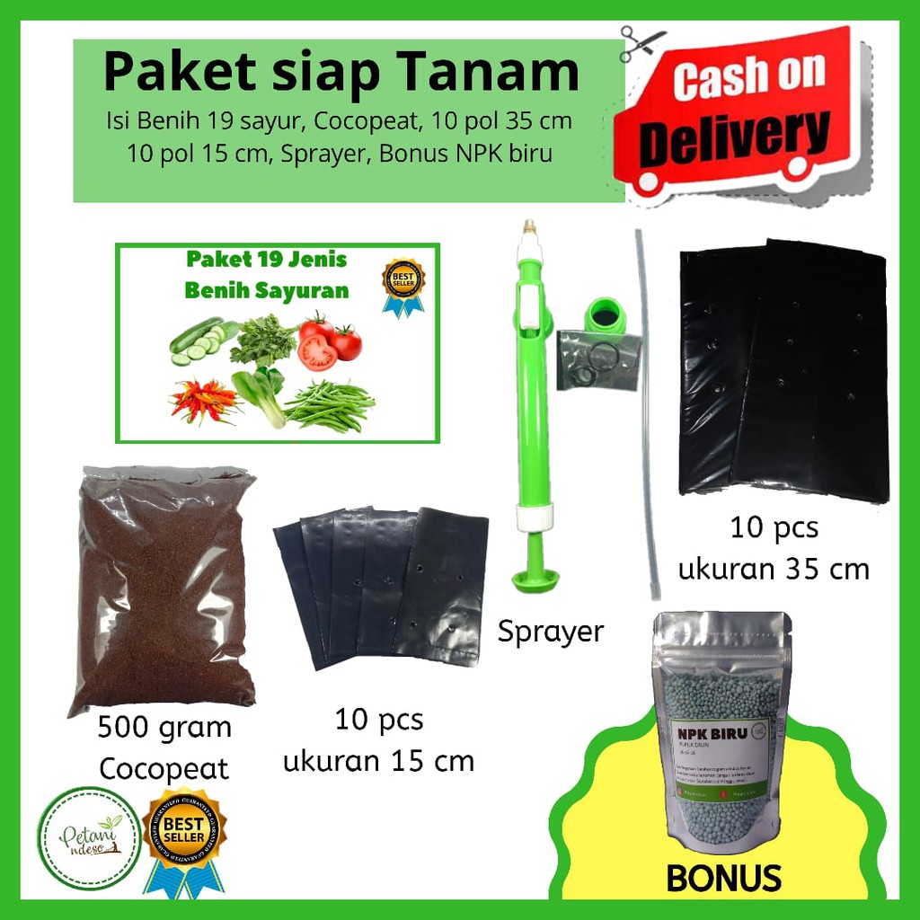 Paket Benih Berkebun Lengkap Urban Farming 19 Jenis Sayur Sayuran