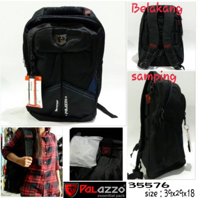 Tas palazzo backpack 35576 tas ransel sekolah black-black tas murah