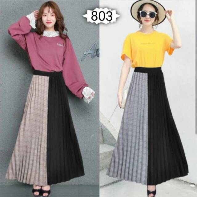 Rok Bludru Velvet Combi Cotton Import 803