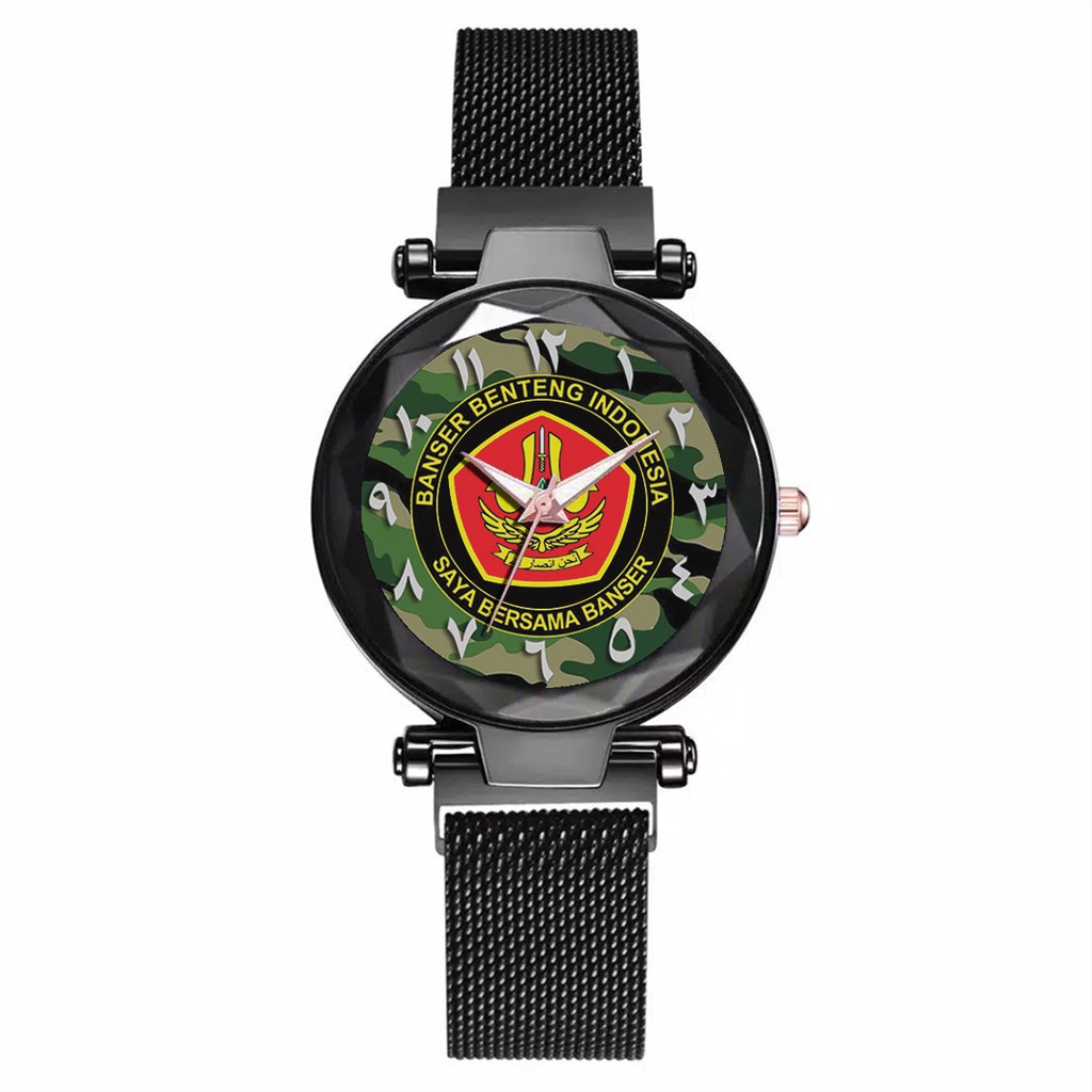 Jam Tangan Wanita Custom - BANSER MOTIF 4 Free Box &amp; Batre Cadangan