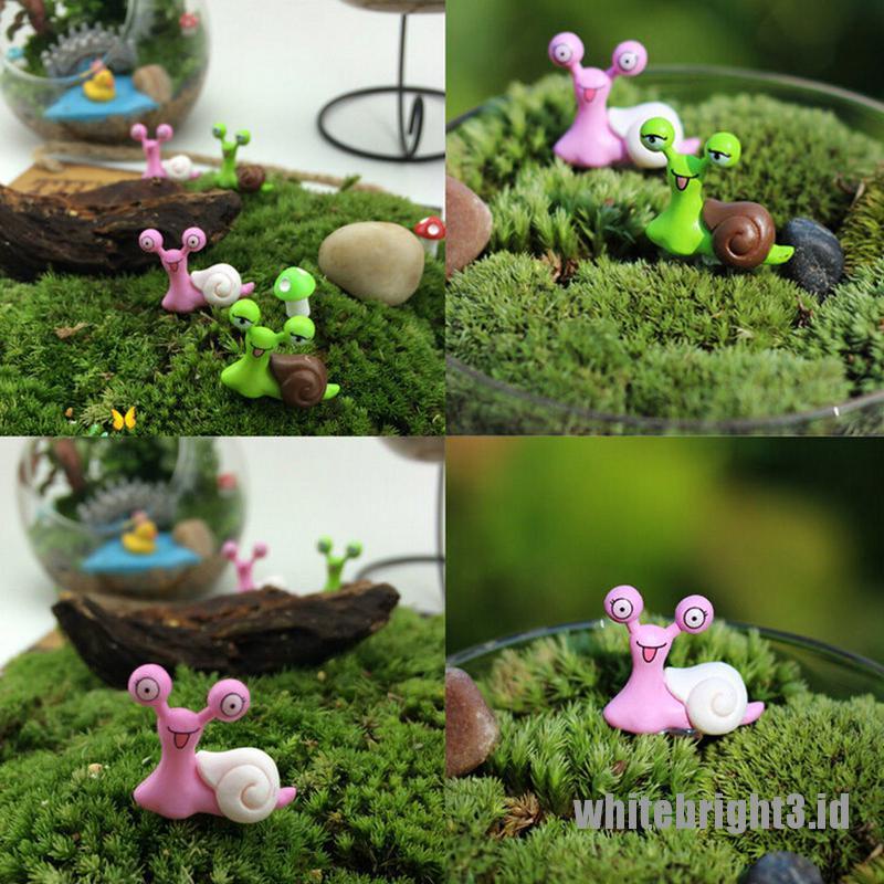 (white3) Miniatur Siput Bahan Resin Untuk Dekorasi Rumah Boneka