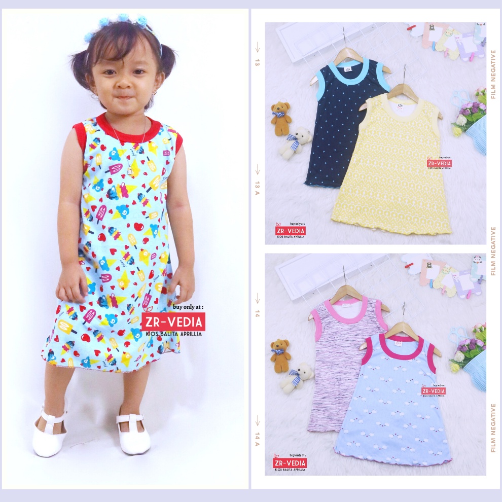 Daster Yukensi Uk 1-2 Tahun / Dres Cewe Atasan Import Tidur Adem Bahan Kaos Baju Anak Perempuan