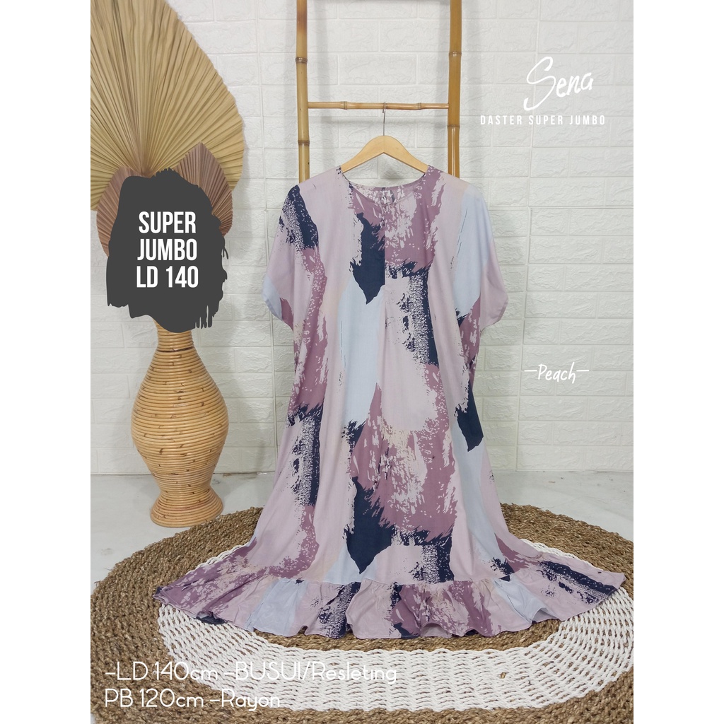 LD 140cm (40 Motif) Daster SUPER JUMBO dan Daster Kaftan LD 150cm Ruffle (Part 1) Daster Rempel JUMBO Daster Viral-Sena Peach