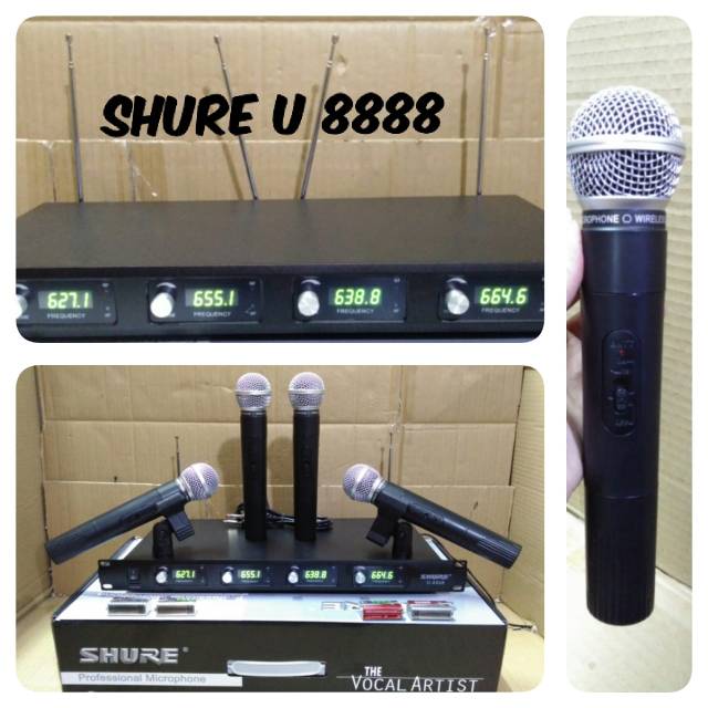 Mic Shure U 8888 Mic Wireless 4 mic