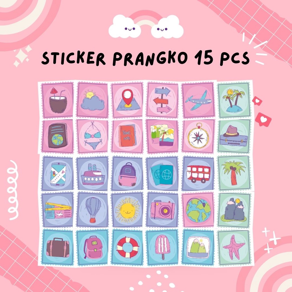 

(15 pcs)Sticker Scrapbook Cute Kawaii Gaya Perangko by Aigo Kiyowo