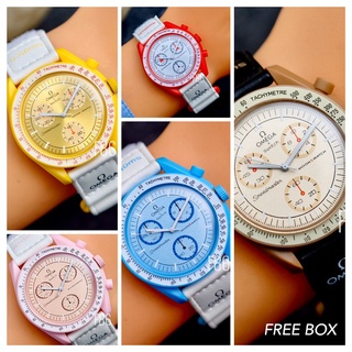 Jam Tangan Unisex Chrono Variasi Planet Moonswatch Tali Velectro #7