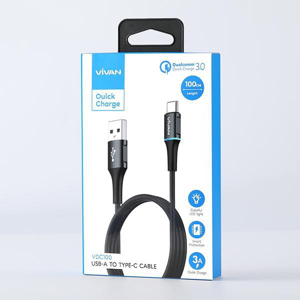 KABEL USB VIVAN VDC100 TYPE C QUICK CHARGE 3.0