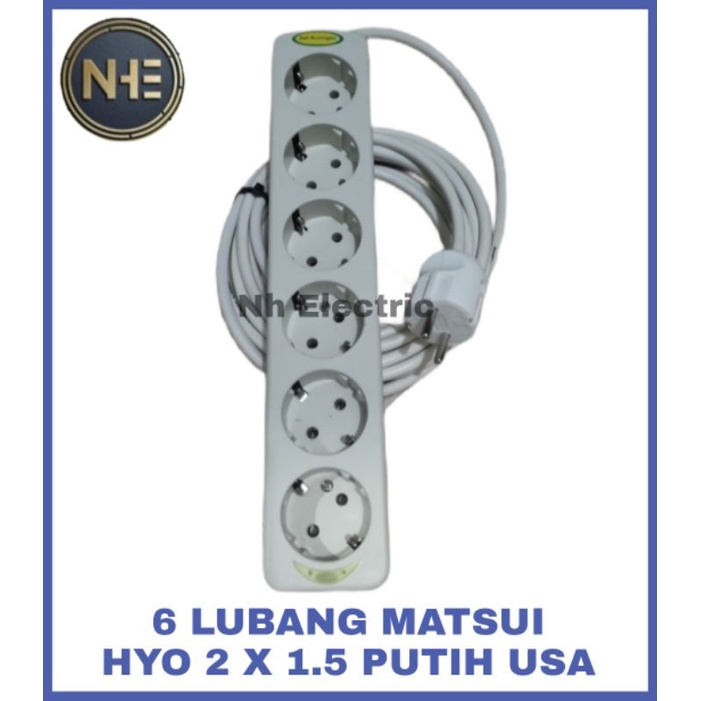 Stop Kontak Matsui 6 Lubang + Kabel 1,2,3,4,5,6,7,8,9,10 Meter