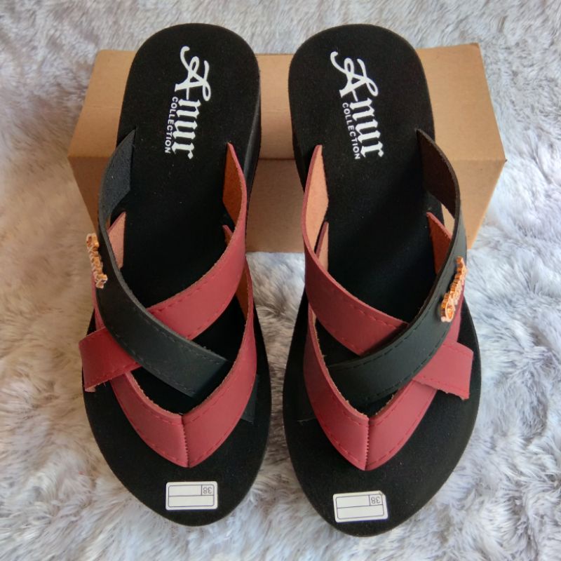 ANUR-sendal selop wanita terbaru wedges selop silang