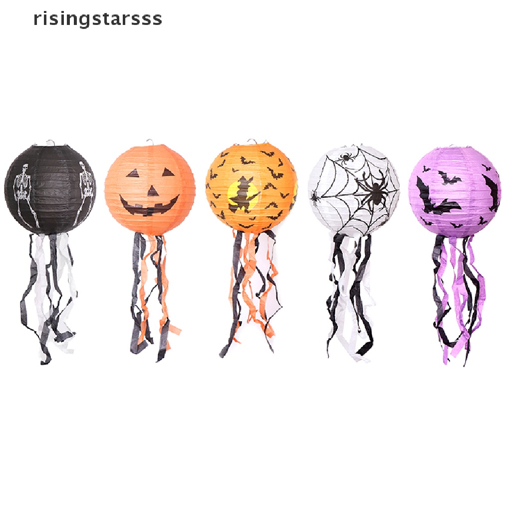 Rsid Span-new Halloween Lampion Kertas Pumpkin Spider Skull Bat Hanging Lantern Dekorasi Halloween