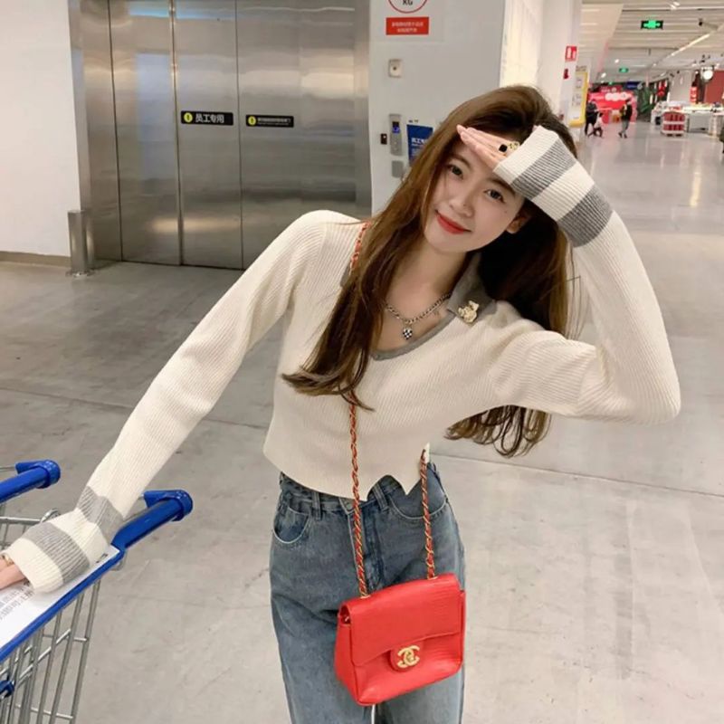 KNIT BLOUSE KNIT IMPOT KOREAN TOP YENJI TOP