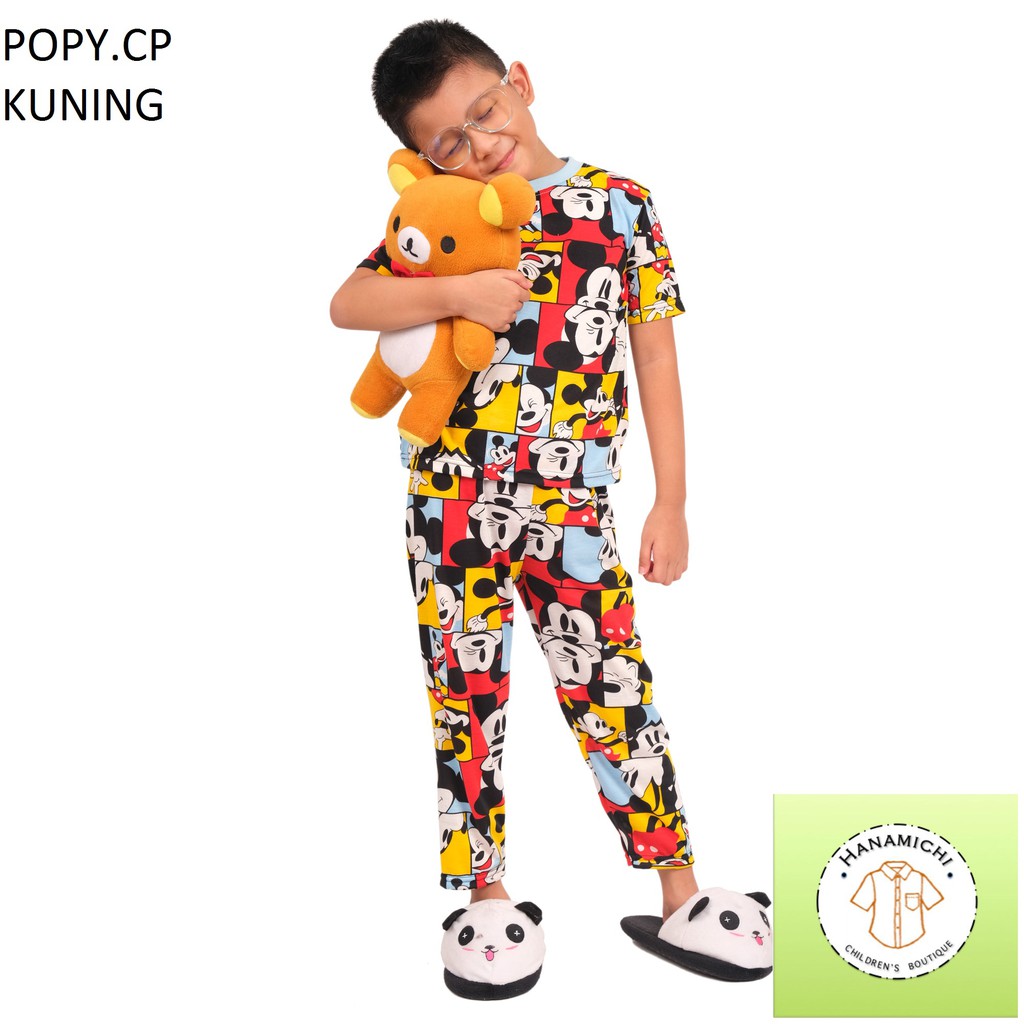 Hanamichi POPY.CP Setelan Baju Tidur Anak Lengan Pendek Motif Kartun