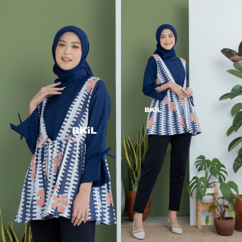 Baju Batik Wanita Modern M L XL XXL Atasan Batik Wanita Kerja Blouse Batik Kerja Kantor Batik Seragam