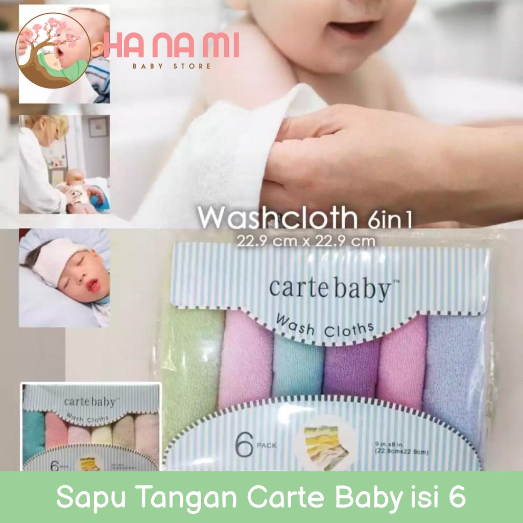 Sapu Tangan Bayi Lembut Polos Carte Baby Isi 6