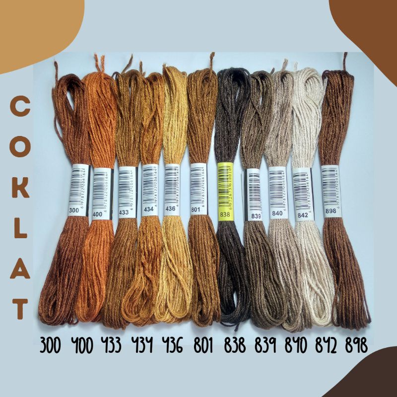 Benang sulam impor mirip DMC Varian (Coklat)/Benang sulam murah/Benang kristik