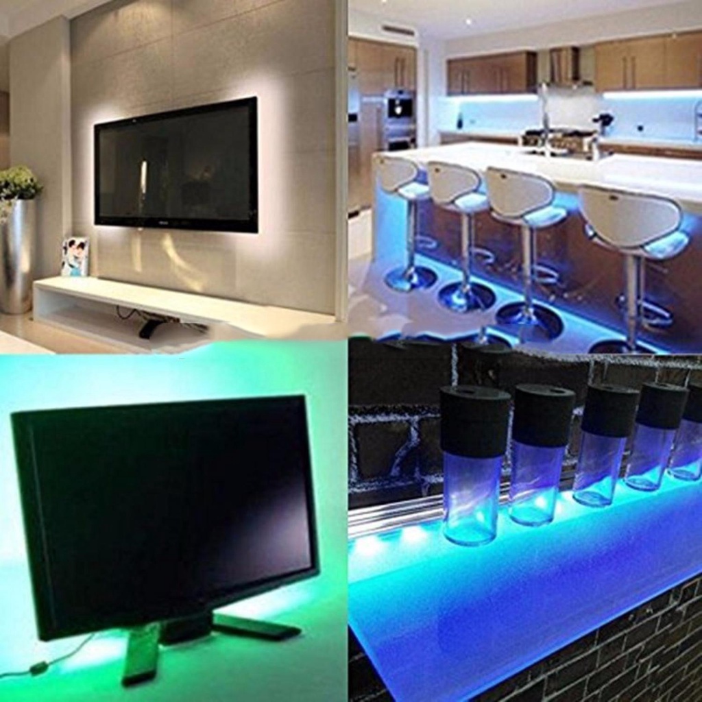 Led Strip Background TV Latar TV Belakang TV, Power dgn USB Panjang 2M 5050 RGB with USB Controller Paket lengkap langsung pakai SMD2835 LED Strip Light USB 2835SMD DC5V Flexible LED Lamp Tape Ribbon RGB 1M 2M TV Desktop Screen BackLight Diode Tape