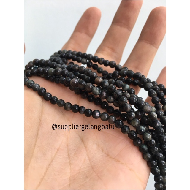 batu 4mm tiger eye hitam batu biduri sepah black akik natural alam