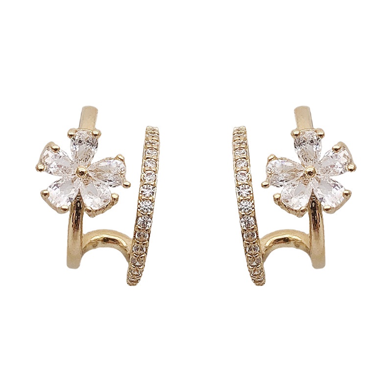 Fashion Flower Zircon Earrings Ear Stud Women Wedding Party Jewellery Gift