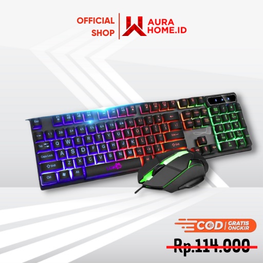 Gaming Keyboard LED with Mouse Multimedia / Keyboard Kibord Keypad Gaming Silent Click Rgb Mouse Ph 