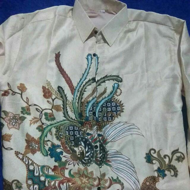 Kemeja Batik Semi Sutra Silky Lengan Panjang Batik Nu Batik Pekalongan Seragam  Kerja Solo 864288524
