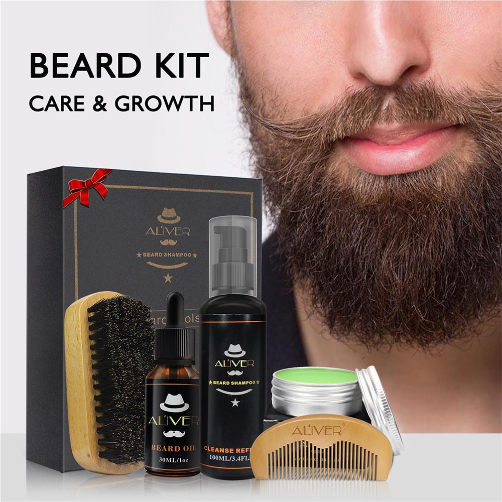 Kit Produk Pertumbuhan Rambut Jenggot Premium Set Dengan Sikat