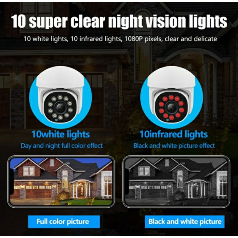 CCTV OUTDOOR IP CAMERA PTZ PAN TILT APP V380 8MP - MALAM BERWARNA