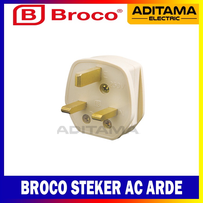 STEKER AC BROCO KAKI 3/ COLOKAN AC BROCO KAKI 3 ASLI KUNINGAN