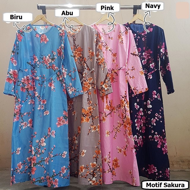 Gamis Katun Motif Bunga / Gamis HOME DRESS BUSUI SLETING Depan