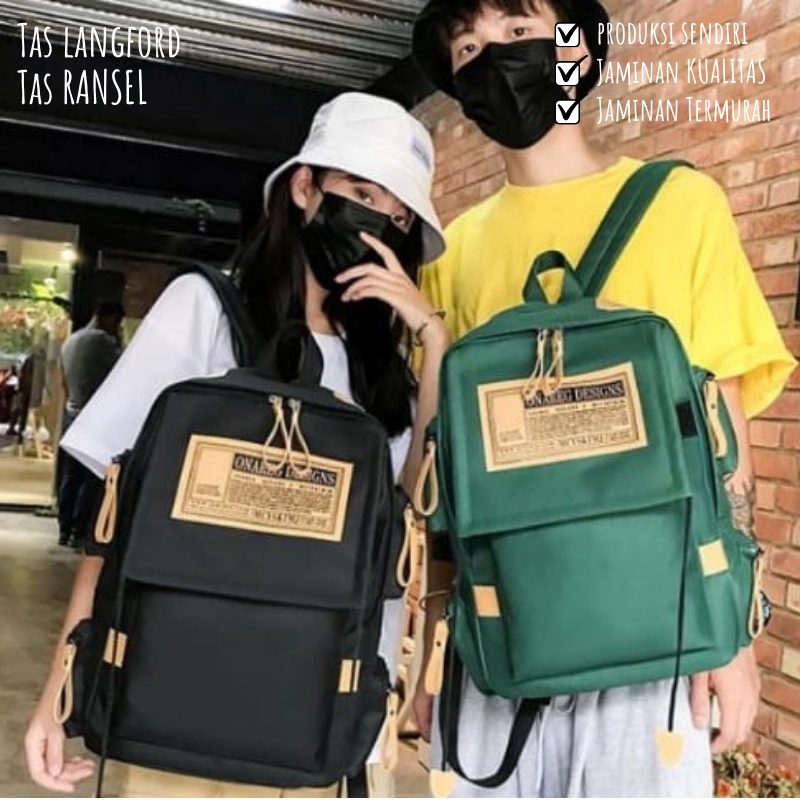 Tas Ransel - Backpack Punggung Bahu Sekolah Kuliah Kerja Travelling Outdoor Terbaru Import Murah Model Simple Casual Mewah Wanita Cewek Perempuan