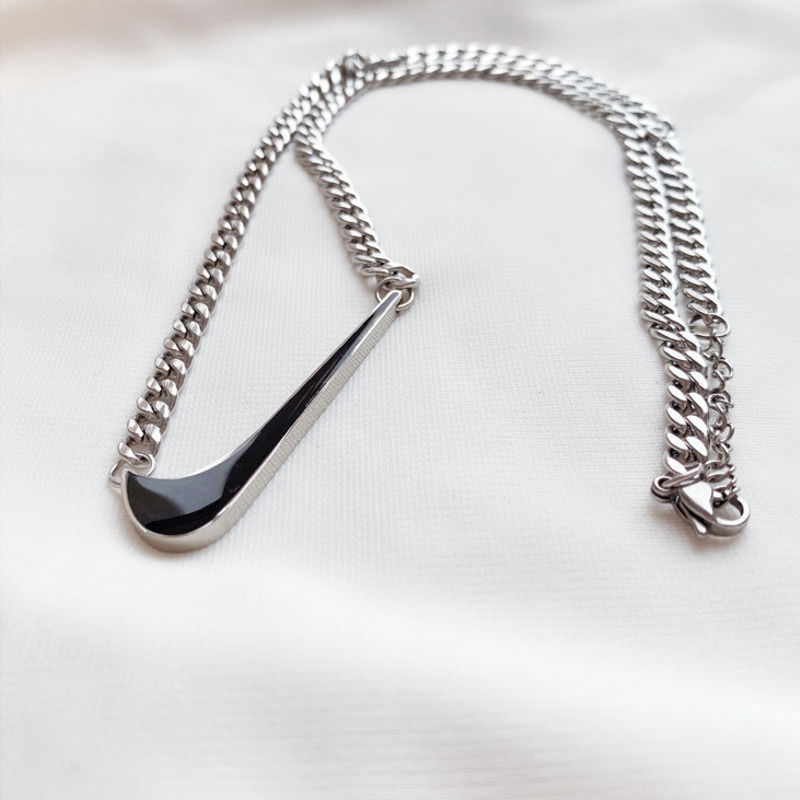 Check Necklace Check Pendant Hip Hop Harajuku Style Trendy Clavicle Chain