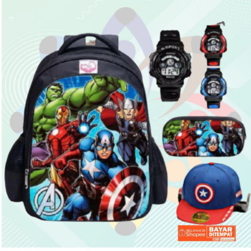 Tas Ransel Fashion Sekolah Anak Laki Laki TK SD Marvel Super Hero