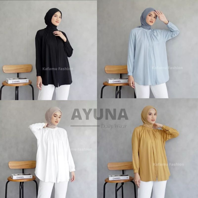 Blouse Wanita Kemeja Kantor Kemeja Crinkle Kemeja Lengan Panjang Wanita