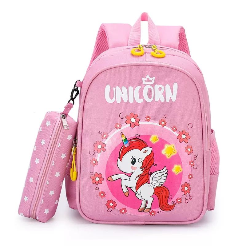 Tas Anak Ransel Sekolah 2in1 Karakter Unicorn Kartun Lucu Model Tas Taman Anak Tren Untuk Anak Perempuan