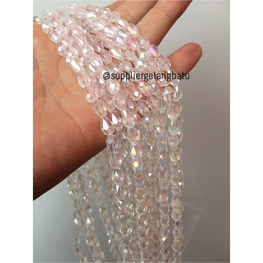 kristal Ceko tetes 10 x 6mm WHITE QUARTZ crystal bening bross PREMIUM aksesoris fashion craft lite