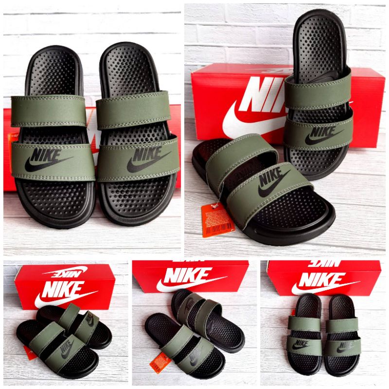 Sandal NIKE duo slide ultra green army sol black include box & gantungan Nike