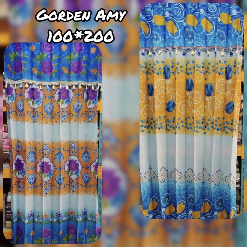 Gorden Ami Plisket Jepit Motif Bunga Tulip Minimalis / Horden Pintu Murah Ukuran 100x200 Free Kawat S