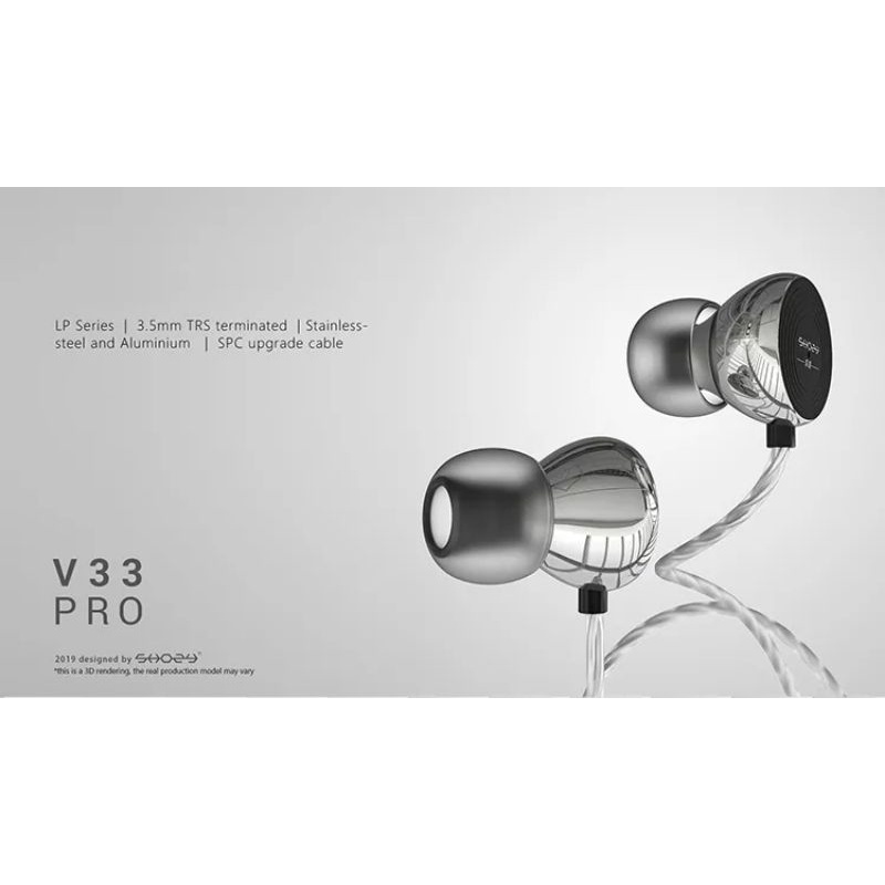 Shozy V33 / V33Pro Dynamic Driver Wired Earphones Stainless Steel In Ear Noise Reduction Bass