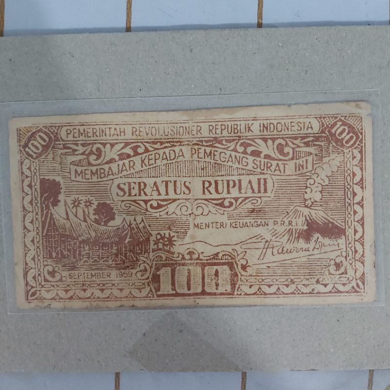 Uang100 Rupiah PRRI Tahun 1959