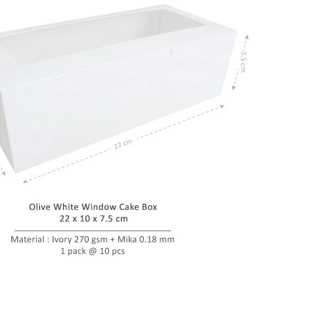 

DIGIPACK - Olive White Window Cake Box 22 x 10 x 7.5 | Dus Kue