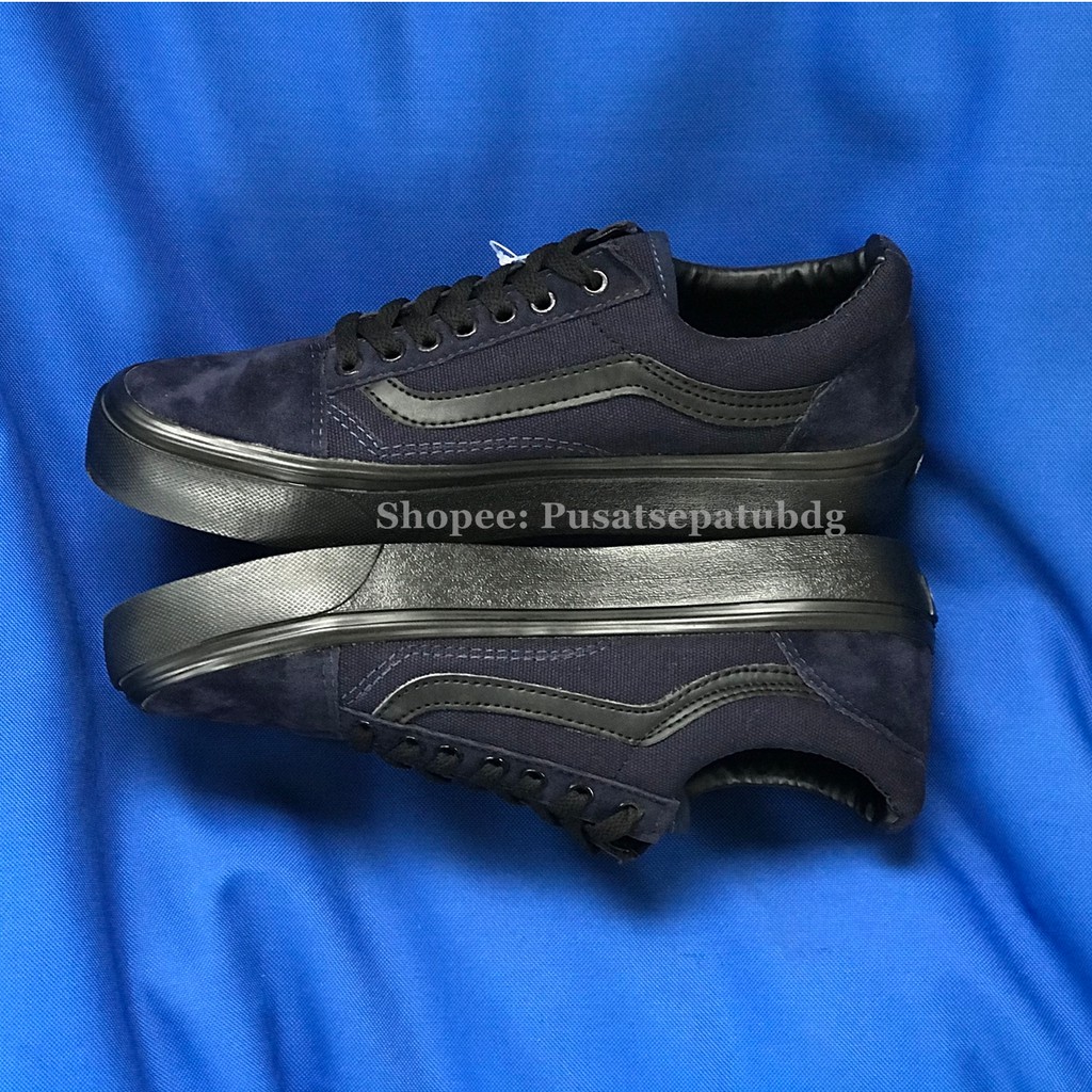 VANS OLDSKOOL NAVY BLACK SOL HITAM