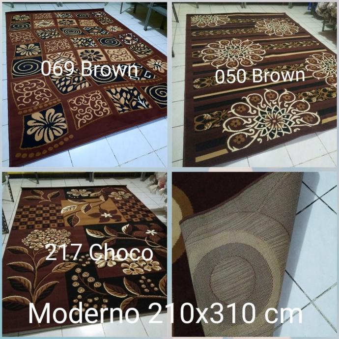 Karpet Permadani Besar Jumbo Moderno Momento Coklat Cream 210x310 cm