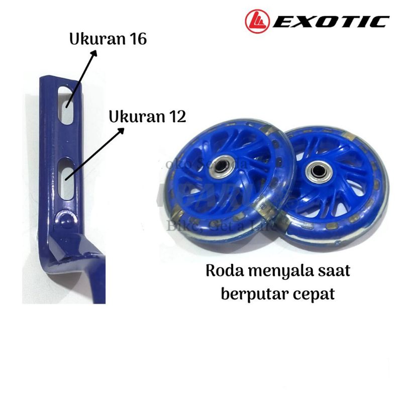 Roda Bantu / Samping Sepeda Anak 12-16 Exotic lampu roda nyala skuter