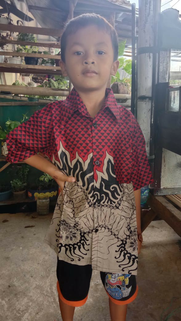 Batik Couple Keluarga Sania Ruffle Ori Ndoro Jowi Dnt Motif Bara Api Merah