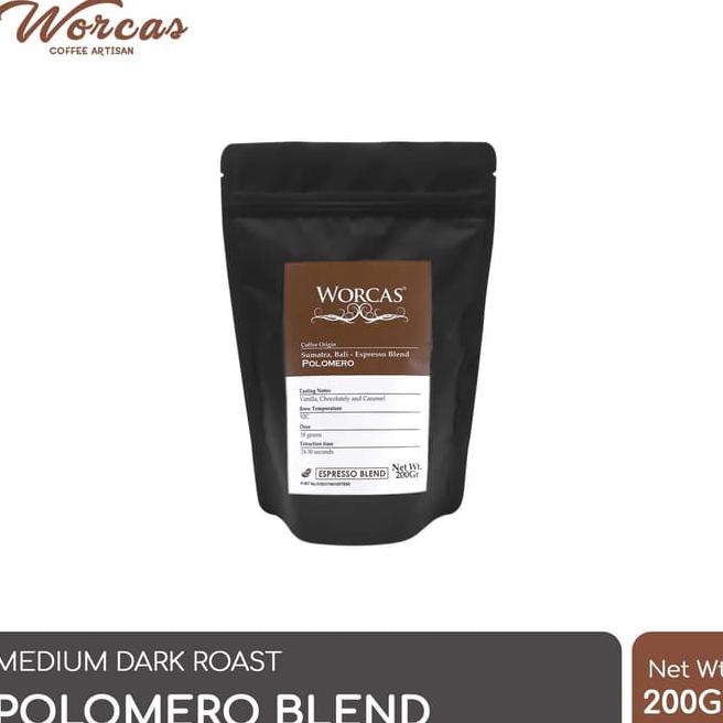 

Xves Kopi Polomero Espresso Blend 200 Gram (Biji/Bubuk) | Worcas Coffee - Kopi Biji Nwwt