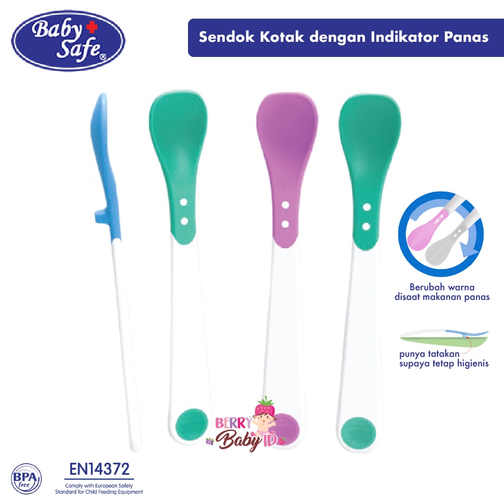 Baby Safe Heat Indicator Spoon Round Square Sendok Indikator Panas 4m+ Berry Mart